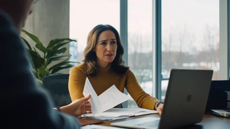 HR business partner discussing workforce success with managers in an office