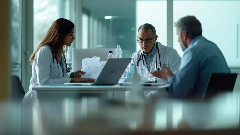 Healthcare project managers reviewing essential project management training materials