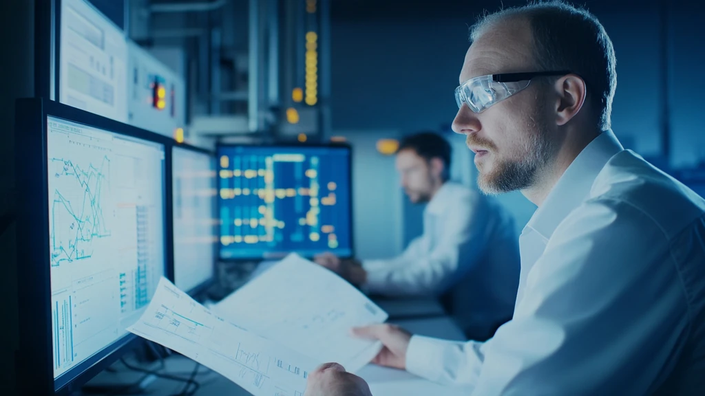 Electrical engineers reviewing power quality analysis training insights on monitors
