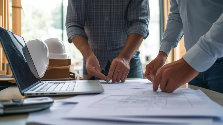 Beginner construction project manager receiving essential training in a site office