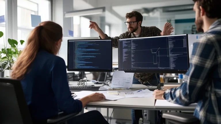 Engineers reviewing a supervised learning framework for model development
