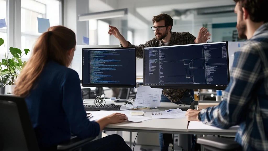 Engineers reviewing a supervised learning framework for model development