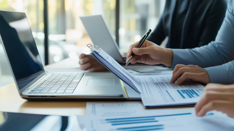 Accountants reviewing contra entry meaning and examples in ledgers