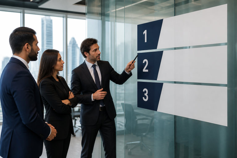 Internal audit managers mapping first, second, and third line roles on a governance diagram