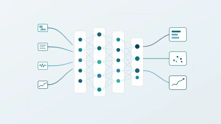 Illustrated deep learning system analysing image, language, audio and time-series data