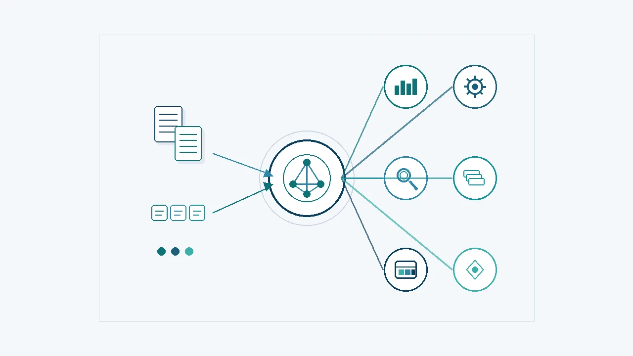 Illustrated career map connecting language data to six natural language processing roles