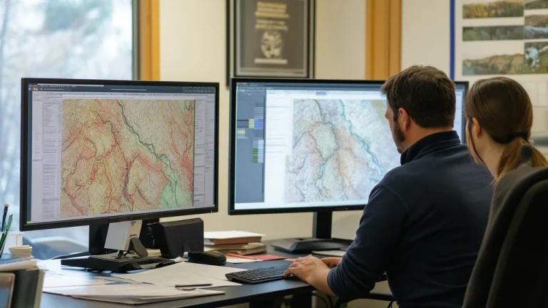 Hydrologists reviewing types of hydrological models and when to use them