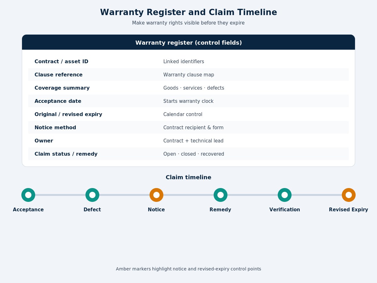 Warranty register and contract claim timeline